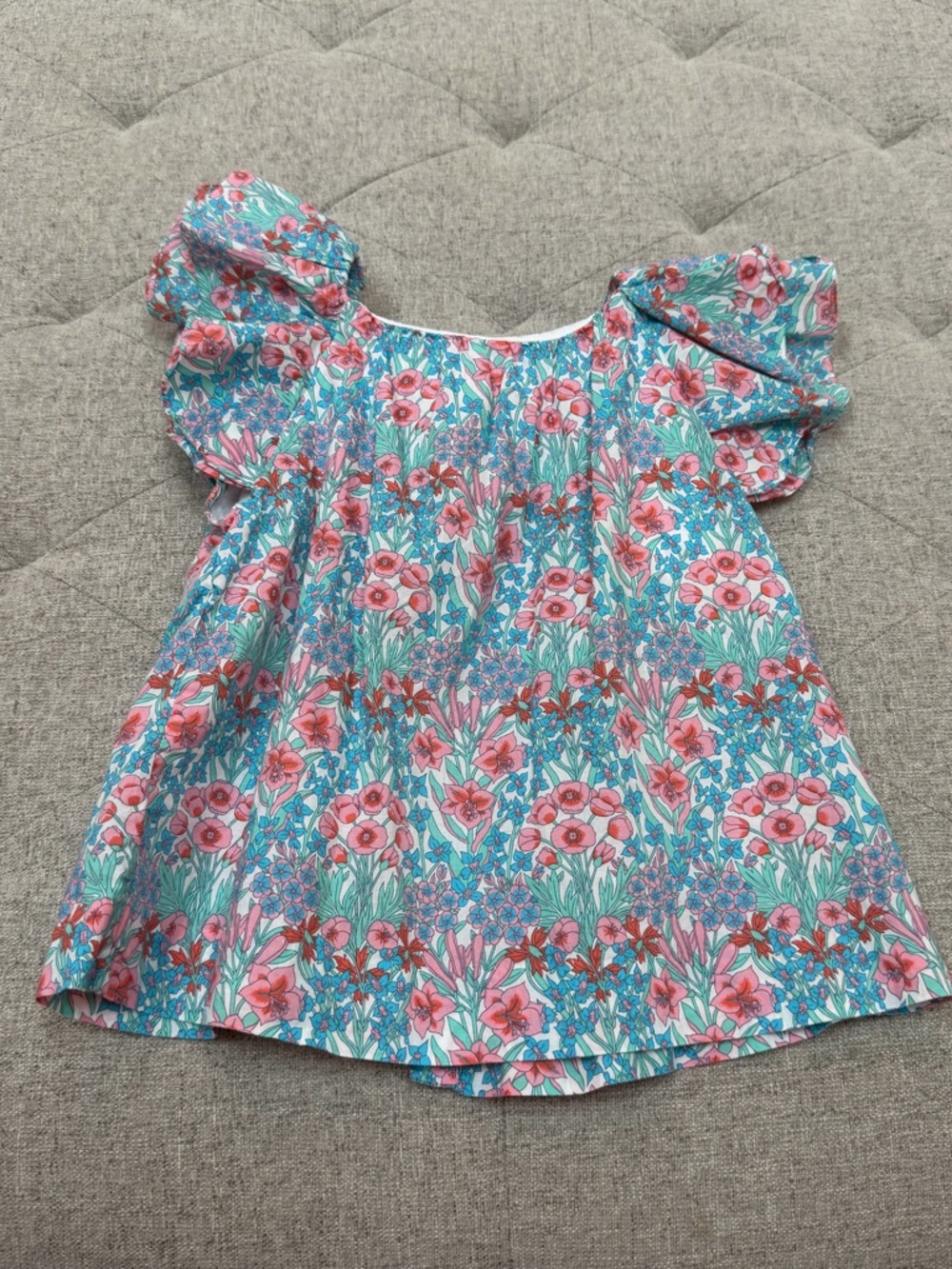 EUC JACADI LIBERTY PRINT FLORAL SWING BLOUSE WITH RUFFLE SLEEVES SIZE 4